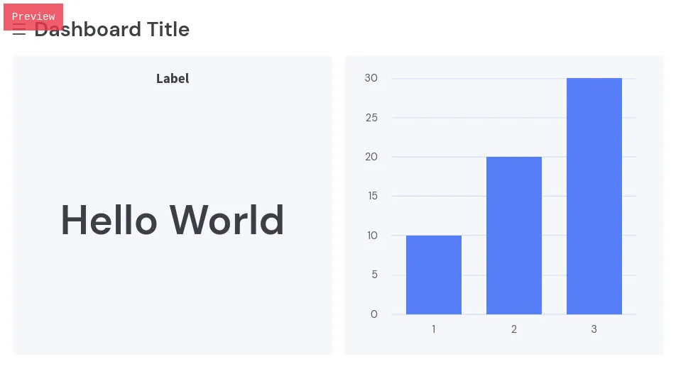 Screenshot of a Preview Dashboard