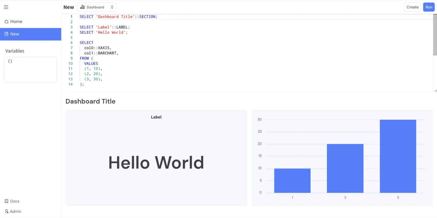 New Dashboard view